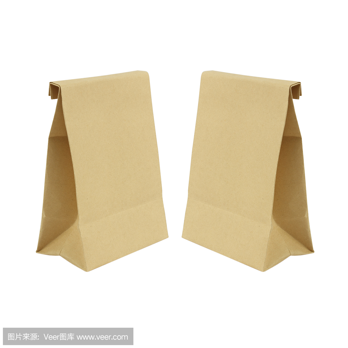 两个纸袋孤立在白色背景上